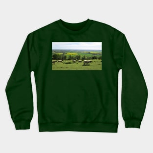 Sheep Trotting Along a Hilltop During Spring Crewneck Sweatshirt